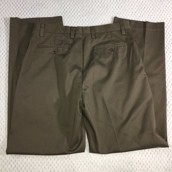 Eddie Bauer Dress Pants Brown Flat Front Classic Fit 34x34 - Picture 4 of 9